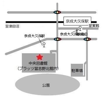 中央図書館周辺の地図