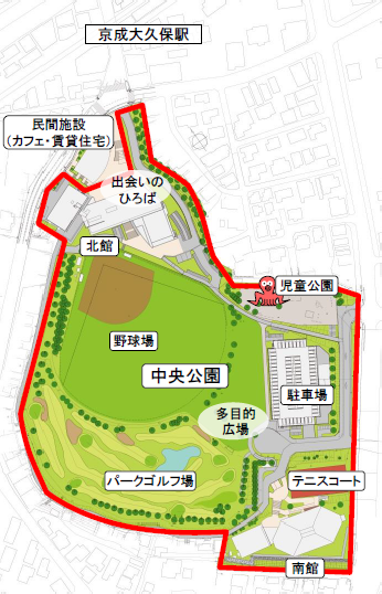 募集する施設エリア全体の範囲図