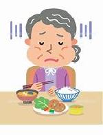 食欲の低下した高齢女性のイラスト