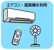 エアコンや扇風機のイラストが描かれている画像