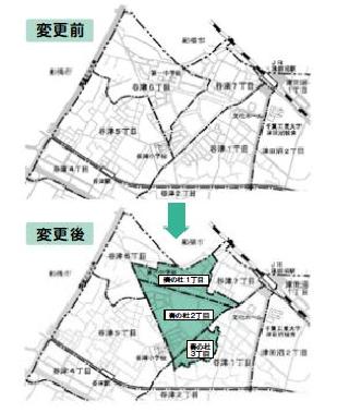 一部区域の名称変更前と変更後の変更図