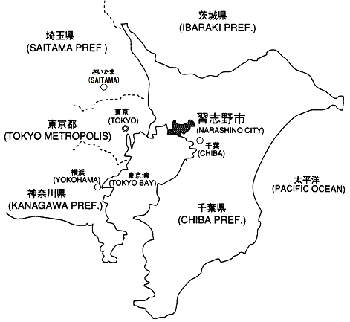 地図 千葉県における習志野市の位置図