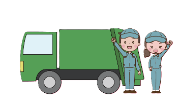 ごみ収集作業員と収集車両