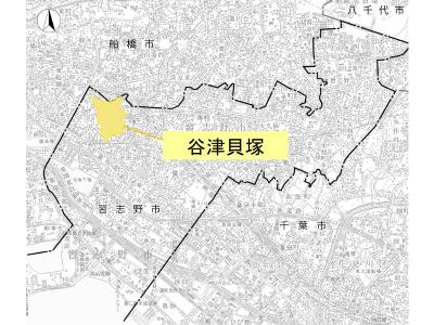 谷津貝塚の地図