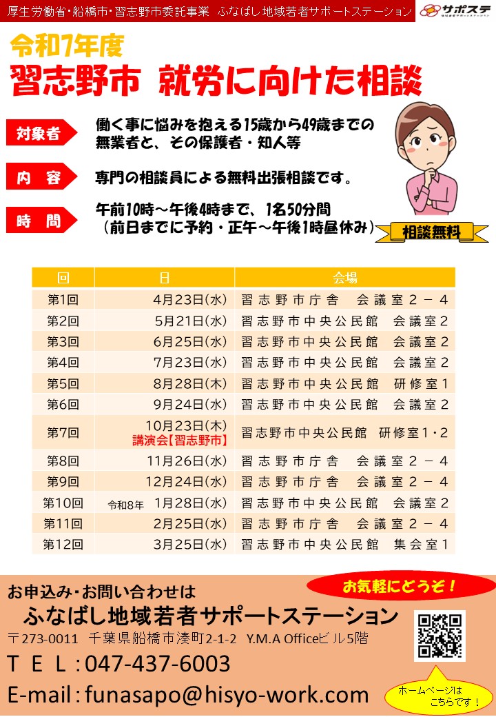 令和7年度ふなばしサポステサテライト相談inならしの