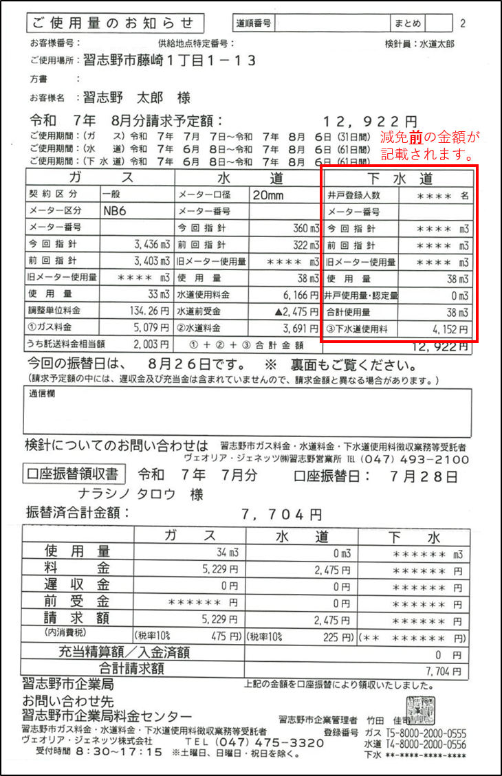 検針時の検針票