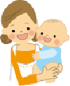 赤ちゃんを抱いている女性のイラスト