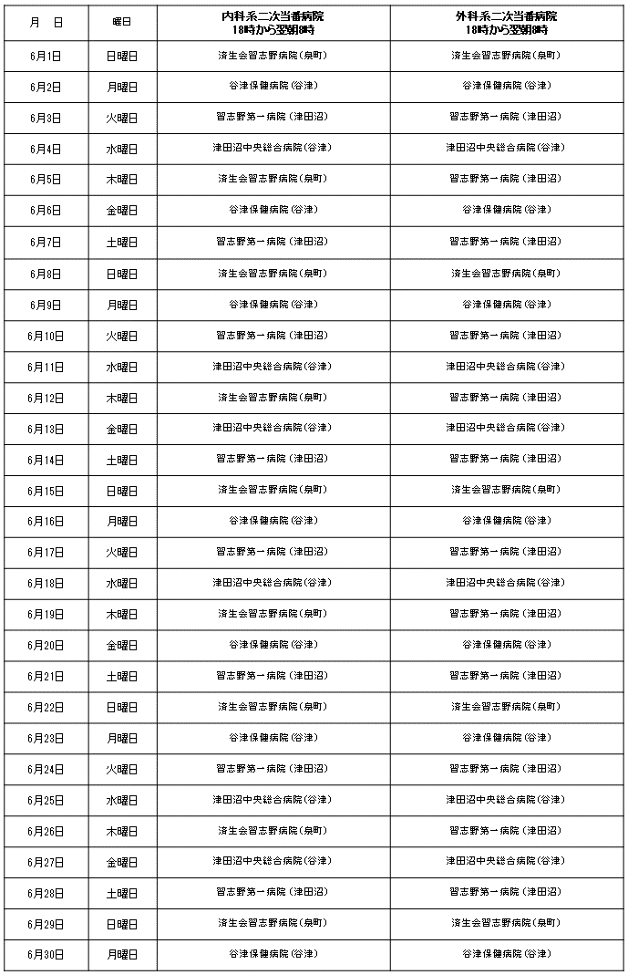 二次当番医202506