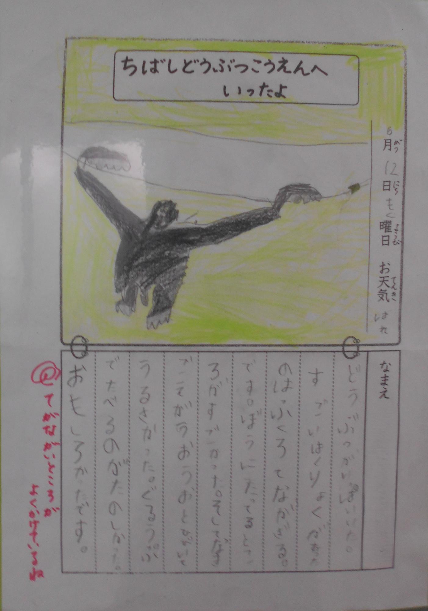 1年生の絵日記フクロテナガザル