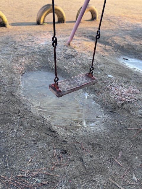 1月5日の校庭に張った氷