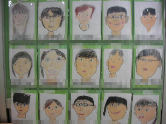1年生が描いた6年生の顔