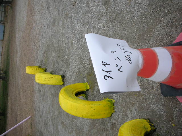 ブランコの周囲にあるタイヤ