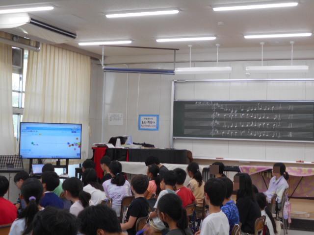 モニターを見つめる6年生
