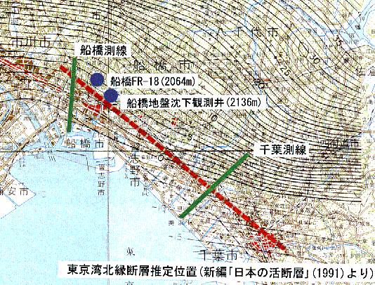 東京湾北縁断層推定位置図