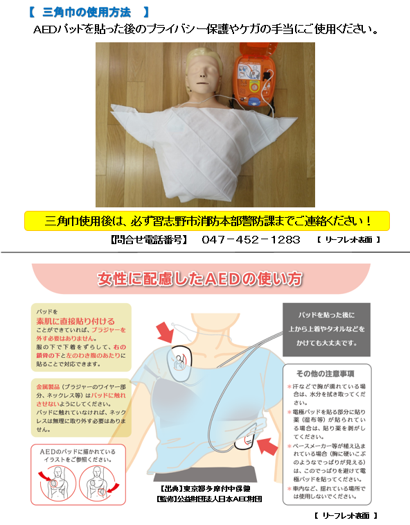 AEDのケースに備え付けているリーフレットの内容