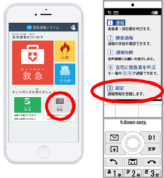 ドメイン設定する際のスマートフォンとフィーチャーフォンの設定画面に赤丸で印されているイラスト