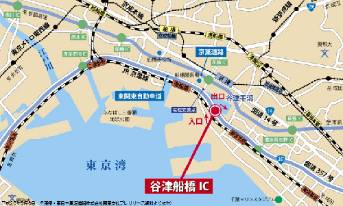 谷津船橋インターチェンジの位置図