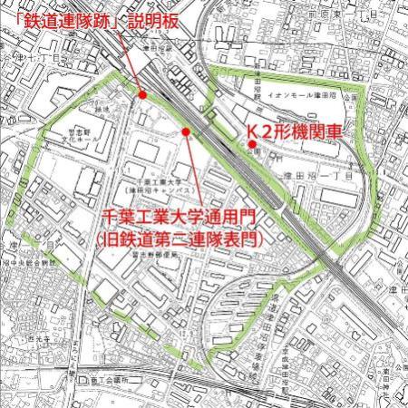 緑色で記された習志野市都市計画の図