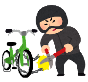 自転車のチェーンを壊している泥棒のイラスト