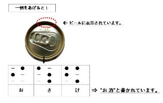 缶ビールに表示された点字を写した写真