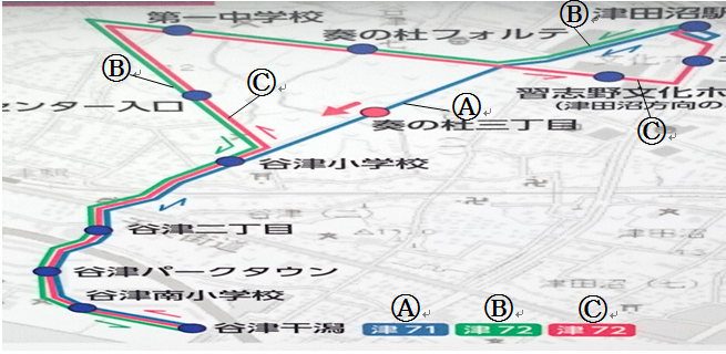 バス運行ルートの地図