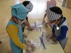 5歳児みそ作りの様子