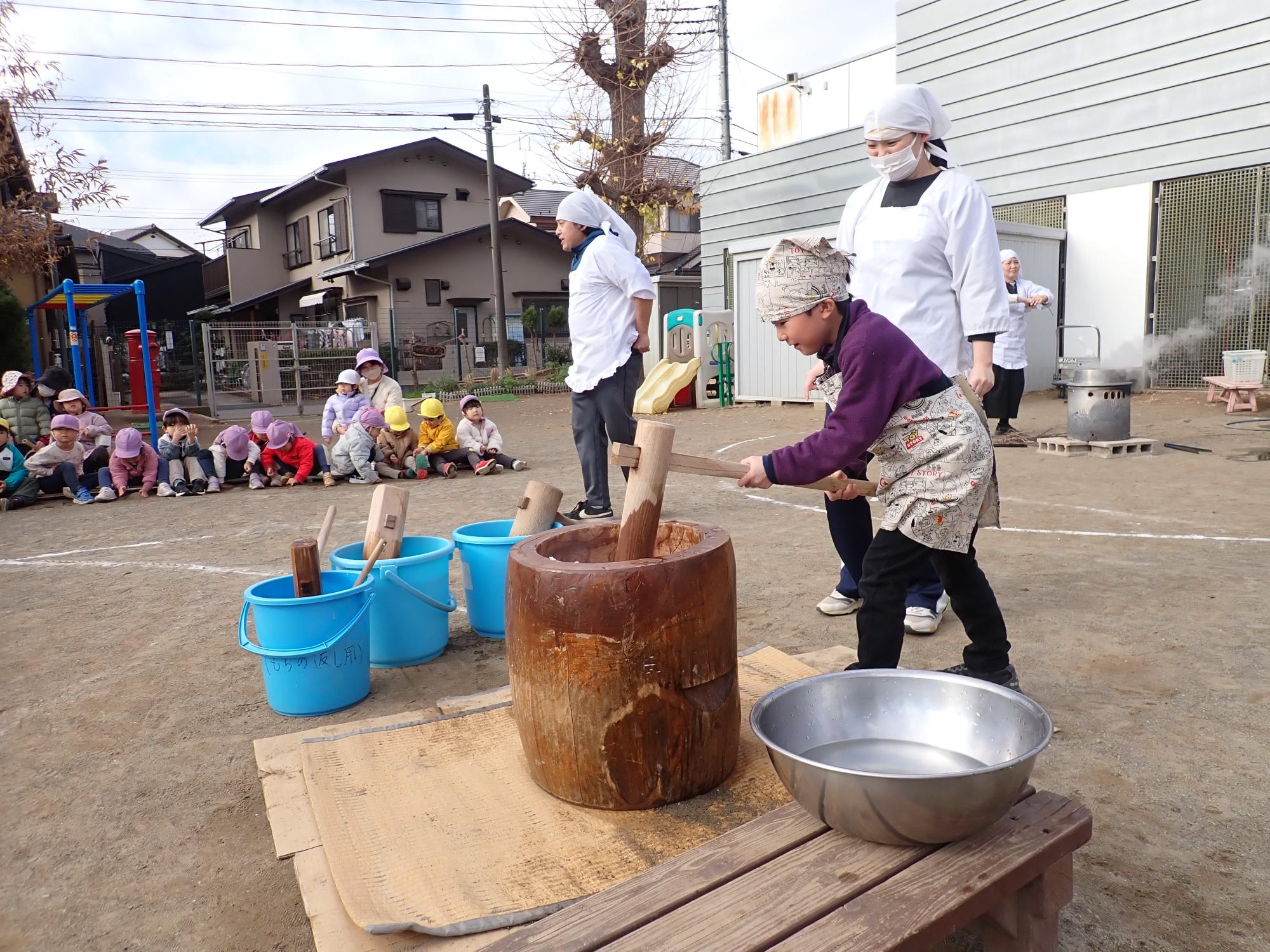 5歳児もちつき